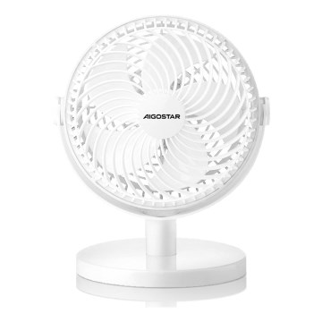 Aigostar - Galda ventilators 3W/5V balta