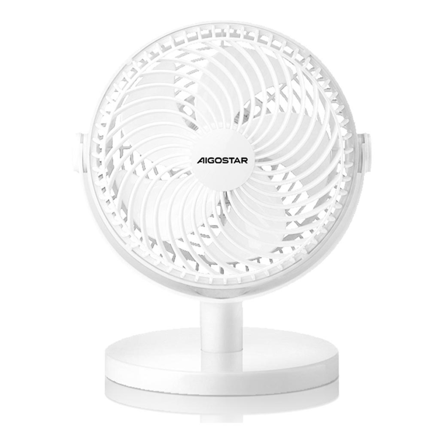 Aigostar - Galda ventilators 3W/5V balta