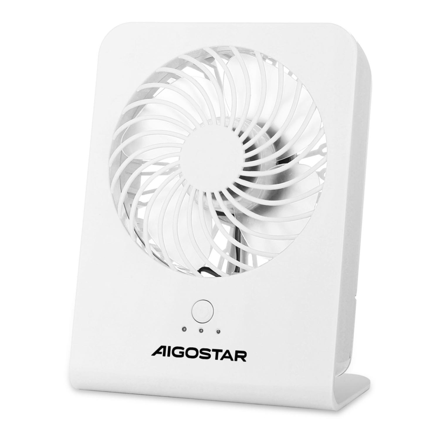 Aigostar - Galda ventilators 5W/5V balta