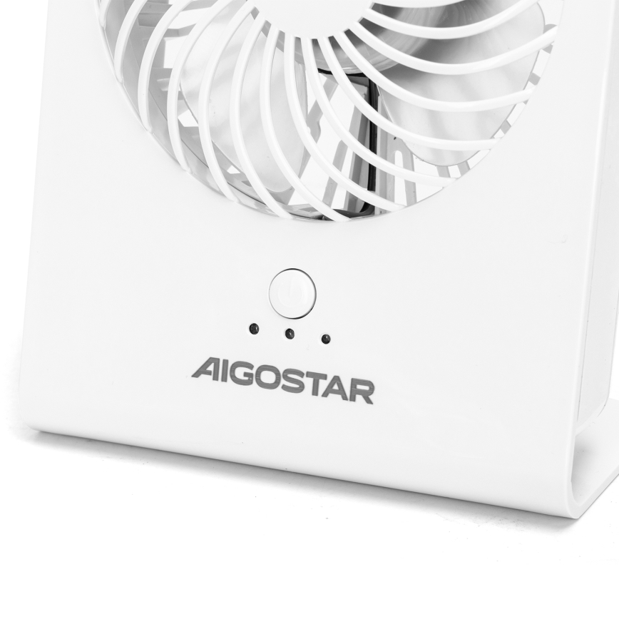 Aigostar - Galda ventilators 5W/5V balta