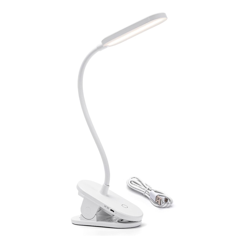 Aigostar - LED Aptumšojama, lādējama galda lampa ar stiprinājumu LED/2,5W/5V 1200mAh balta
