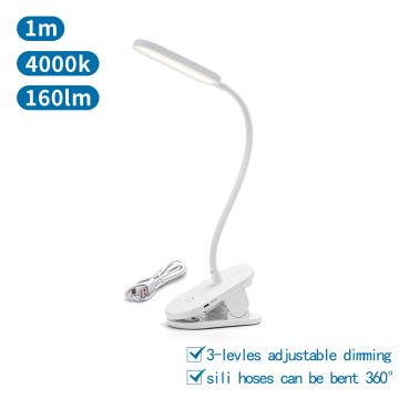 Aigostar - LED Aptumšojama, lādējama galda lampa ar stiprinājumu LED/2,5W/5V 1200mAh balta