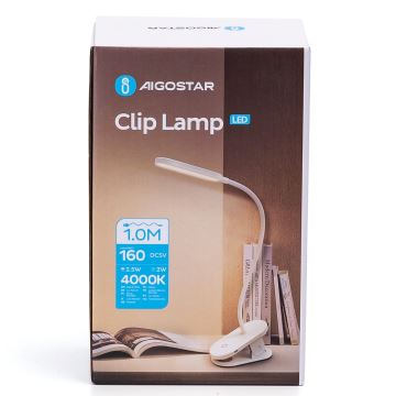 Aigostar - LED Aptumšojama, lādējama galda lampa ar stiprinājumu LED/2,5W/5V 1200mAh balta