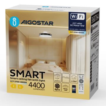 Aigostar - LED Aptumšojams griestu ventilators LED/40W/230V 2700-6500K Wi-Fi + tālvadības pults