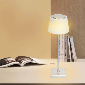 Aigostar - LED Aptumšojama uzlādējama āra galda lampa LED/4W/5V 3600mAh balta/hroms IP54