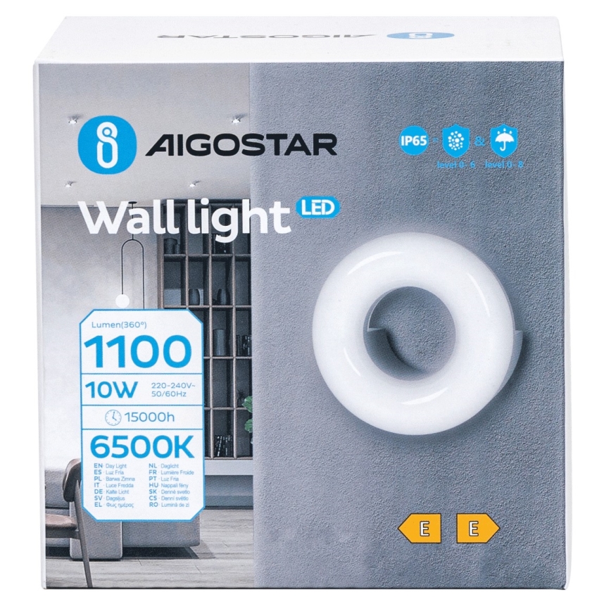 Aigostar - LED Āra sienas lampa LED/10W/230V 6500K IP65 melna