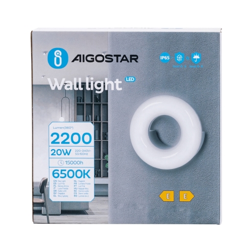 Aigostar - LED Āra sienas lampa LED/20W/230V 6500K IP65 melna