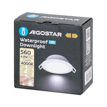 Aigostar - LED Iegremdējama vannas istabas lampa LED/4,8W/230V 4000K balta IP65