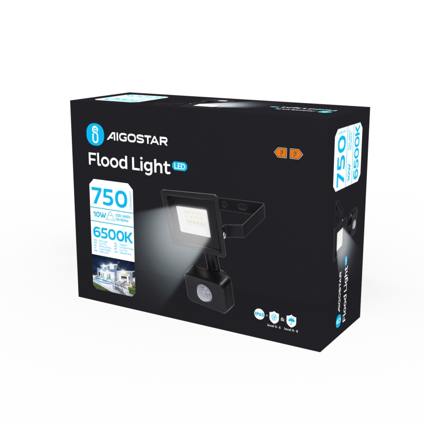 Aigostar - LED Prožektors ar sensoru LED/10W/230V 6500K IP65