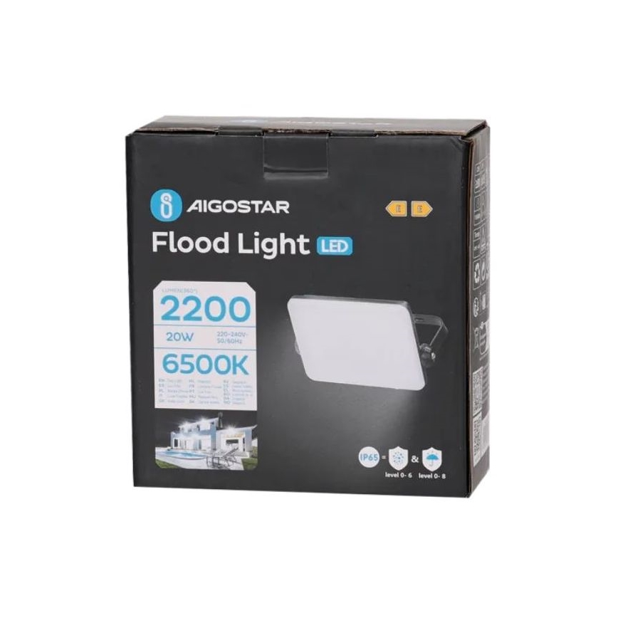 Aigostar - LED Prožektors LED/20W/230V 6500K IP65 melna