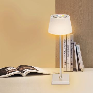 Aigostar - LED RGBW Aptumšojama uzlādējama āra galda lampa LED/4W/5V 3600mAh balta/hroms IP54
