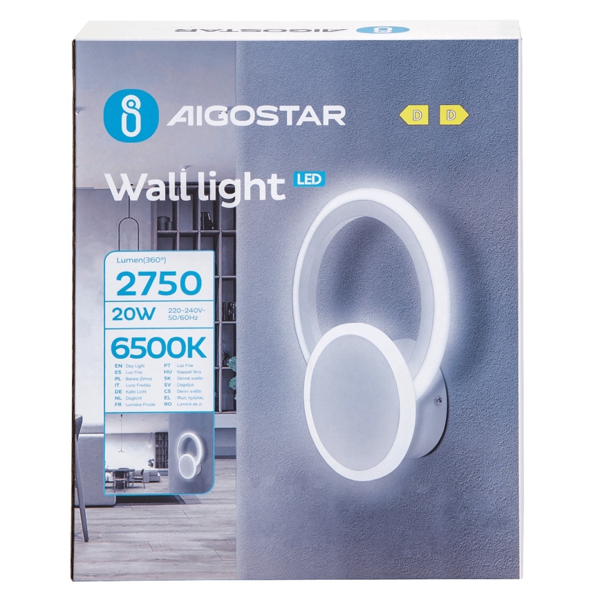 Aigostar - LED Sienas lampa LED/20W/230V 6500K balta