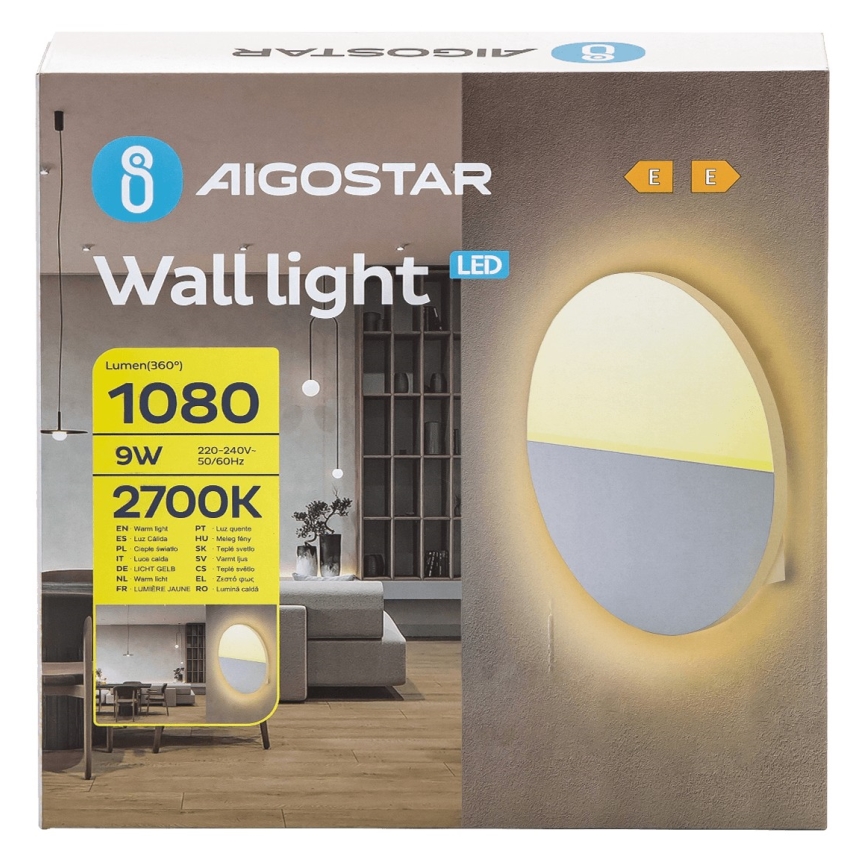 Aigostar - LED Sienas lampa LED/9W/230V 2700K balta