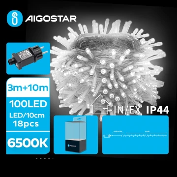 Aigostar - LED Ziemassvētku āra virtene 100xLED/8 funkcijas 13m IP44 vēsi balts