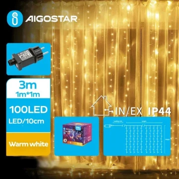 Aigostar - LED Ziemassvētku āra virtene 100xLED/8 funkcijas 4x1m IP44 silti balta