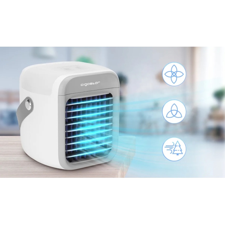 Aigostar - Pārnēsājama air cooler 8W/5V balta