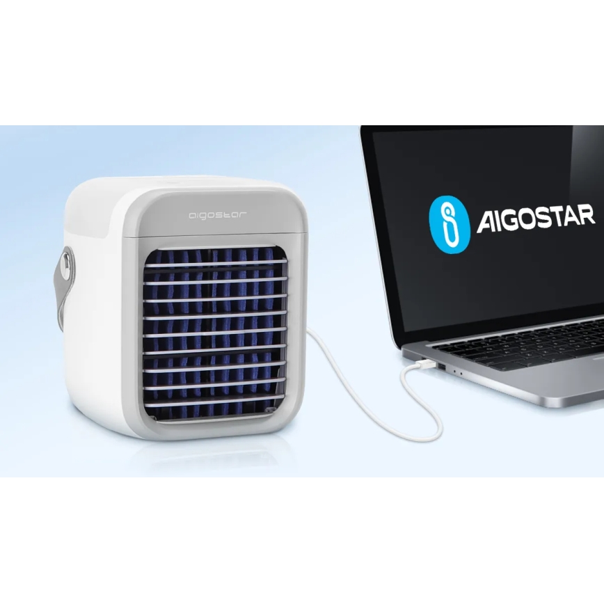 Aigostar - Pārnēsājama air cooler 8W/5V balta