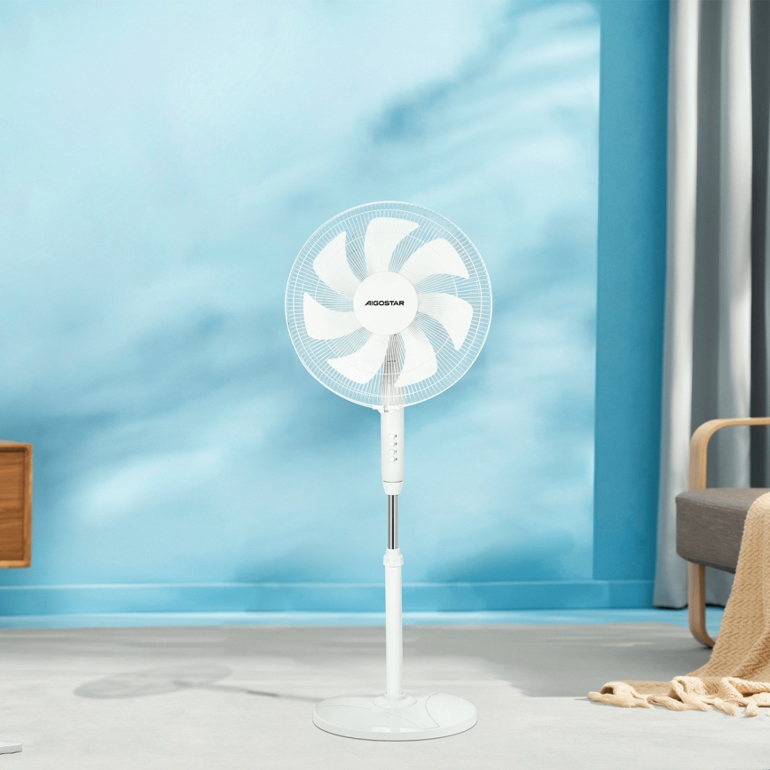 Aigostar - Statīva ventilators 60W/230V balta