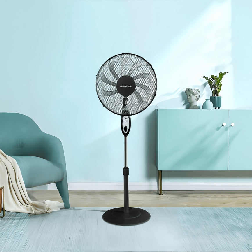 Aigostar - Statīva ventilators 60W/230V melna + tālvadības pults