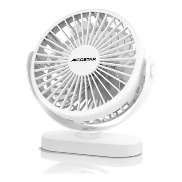 Aigostar - Uzlādējams galda ventilators 4W/5V 1500mAh balta