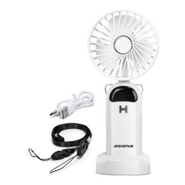 Aigostar - Uzlādējams portatīvais ventilators 4W/5V 1200mAh balta