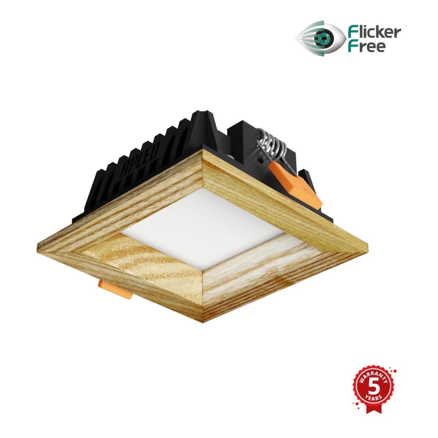 APLED - LED Iegremdējama lampa SQUARE WOODLINE LED/3W/230V 3000K 9x9 cm oša masīvkoks