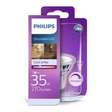 Aptumšojama LED spuldze Philips GU10/3W/230V 4000K