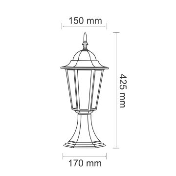 Āra lampa 1xE27/20W/230V IP43 42,5 cm patina