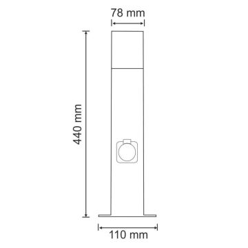 Āra lampa ar kontaktligzdu NEW YORK 1xE27/12W/230V IP44 44 cm antracīta