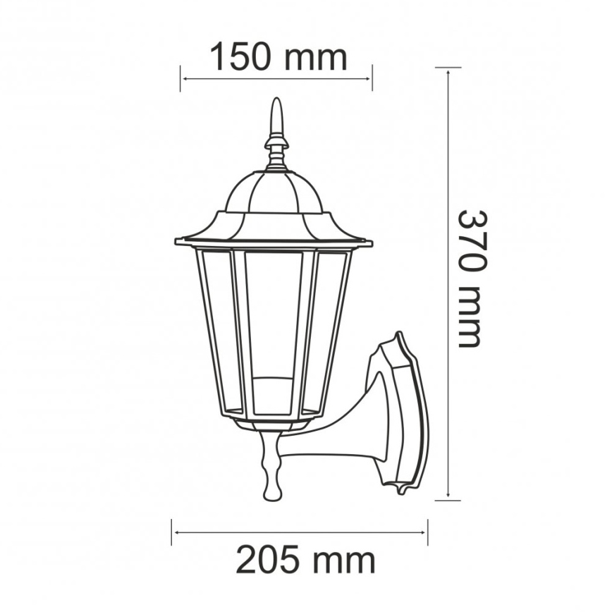 Āra sienas lampa 1xE27/20W/230V IP43 melna