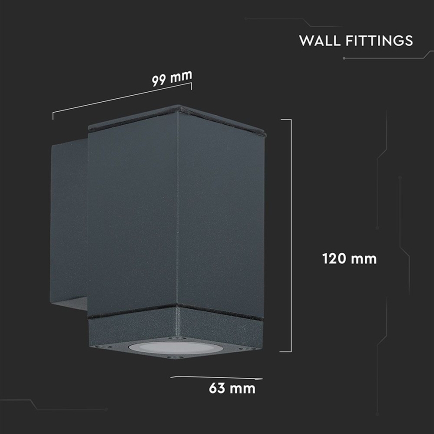 Āra sienas lampa 1xGU/20W/230V IP44 pelēka