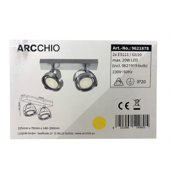 Arcchio - LED Aptumšojams starmetis MUNIN 2xES111/GU10/11,5W/230V