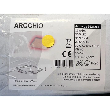 Arcchio - LED RGBW Aptumšojama griestu lampa BRENDA LED/30W/230V + tālvadības pults