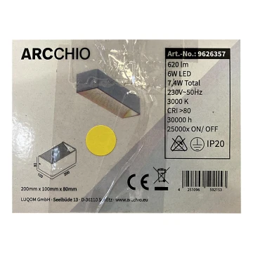 Arcchio - LED Sienas lampa KARAM LED/6W/230V