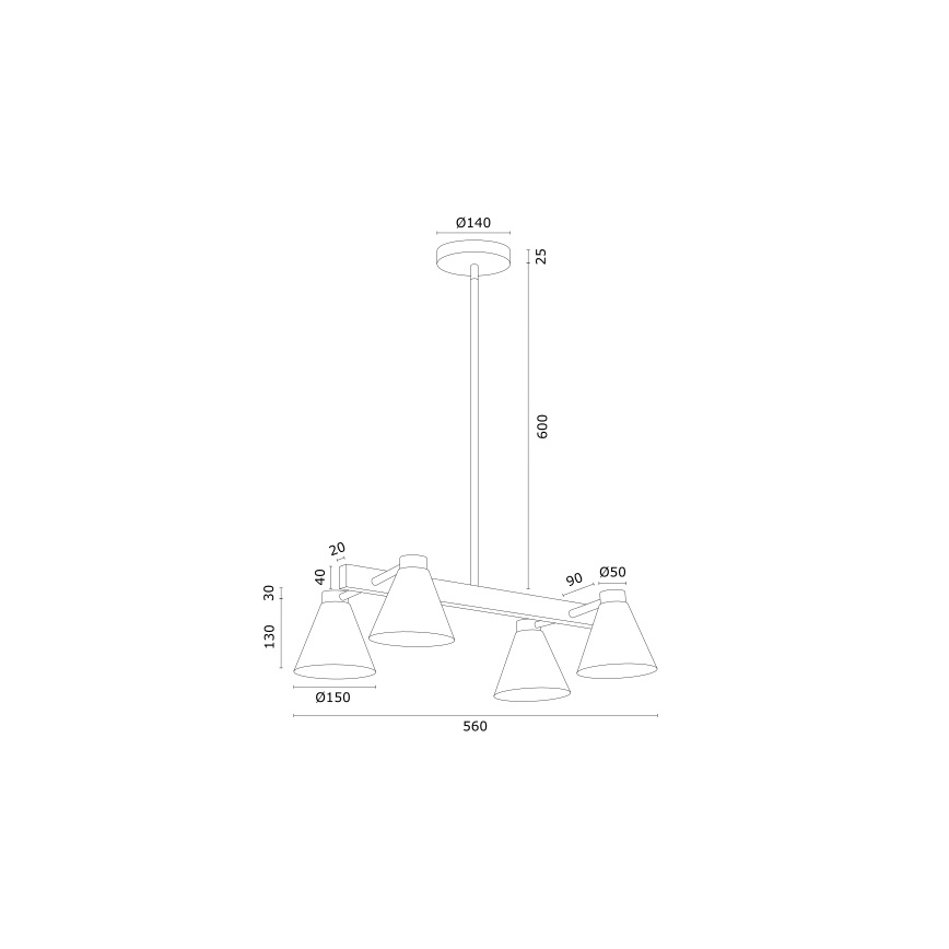 Argon 1774 - Lustra ar stieni AVALONE 4xE27/15W/230V melna/zelta