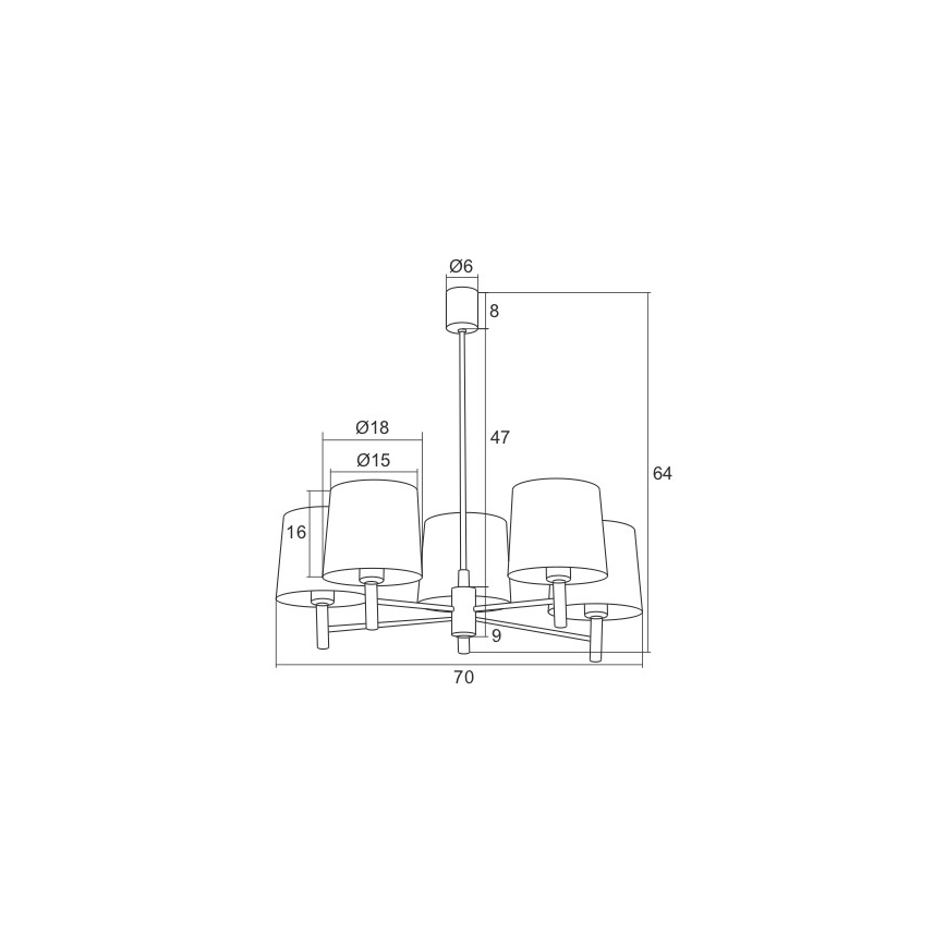 Argon 2075 - Lustra ar stieni BOLZANO 5xE27/15W/230V rozā