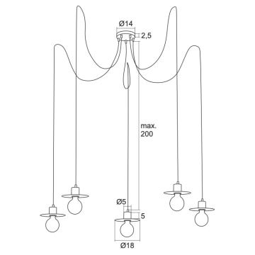 Argon 2079 - Lustra ar auklu CORSO 5xE27/15W/230V spīdīgs hroms