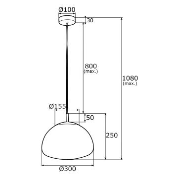 Argon 4332 - Lustra ar auklu TRINI 1xE27/15W/230V d. 30 cm melns