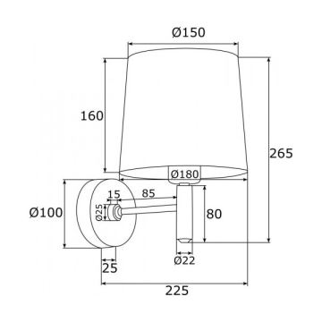 Argon 4347 - Sienas lampa PONTE 1xE27/15W/230V pelēka/misiņš