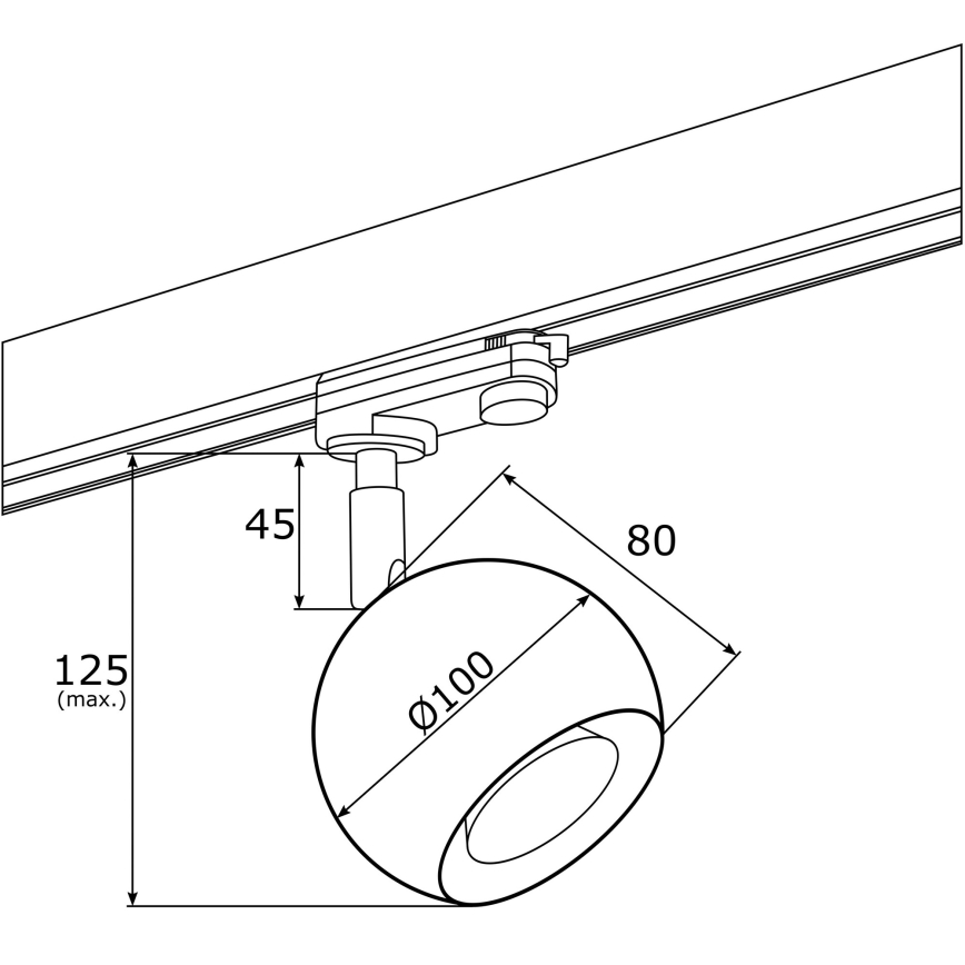 Argon 4379 - Starmetis sliežu sistēmai MURI 1xGU10/5W/230V melns