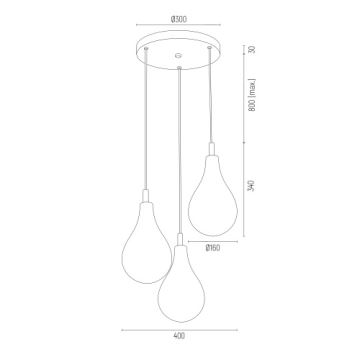 Argon 6105 - Lustra ar auklu OAKLAND 3xG9/6W/230V melna