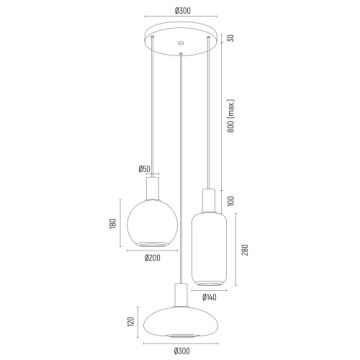 Argon 6323 - Lustra ar auklu SAGUNTO PLUS 3xE27/15W/230V melna