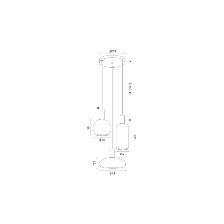 Argon 6323 - Lustra ar auklu SAGUNTO PLUS 3xE27/15W/230V melna