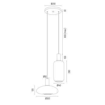 Argon 7214 - Lustra ar auklu SAGUNTO PLUS 2xE27/15W/230V melna