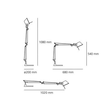 Artemide AR A005910+AR A008600 KOMPLET - Galda lampa TOLOMEO MINI 1xE27/70W/230V