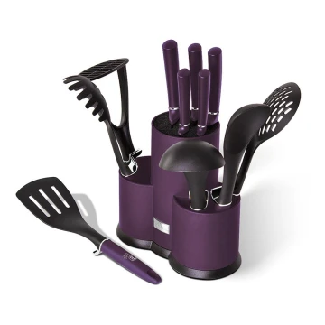 BerlingerHaus - Nerūsējoša tērauda nažu un virtuves piederumu komplekts 12 gab violets/melns