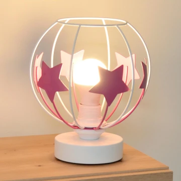 Bērnu galda lampa STARS 1xE27/15W/230V rozā/balta