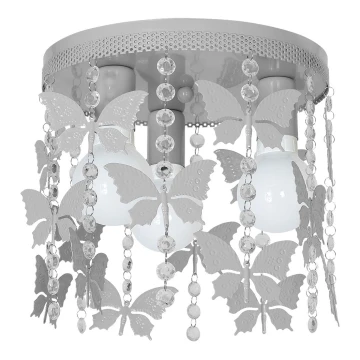 Bērnu griestu lampa ELZA butterflies 3xE27/60W/230V pelēka