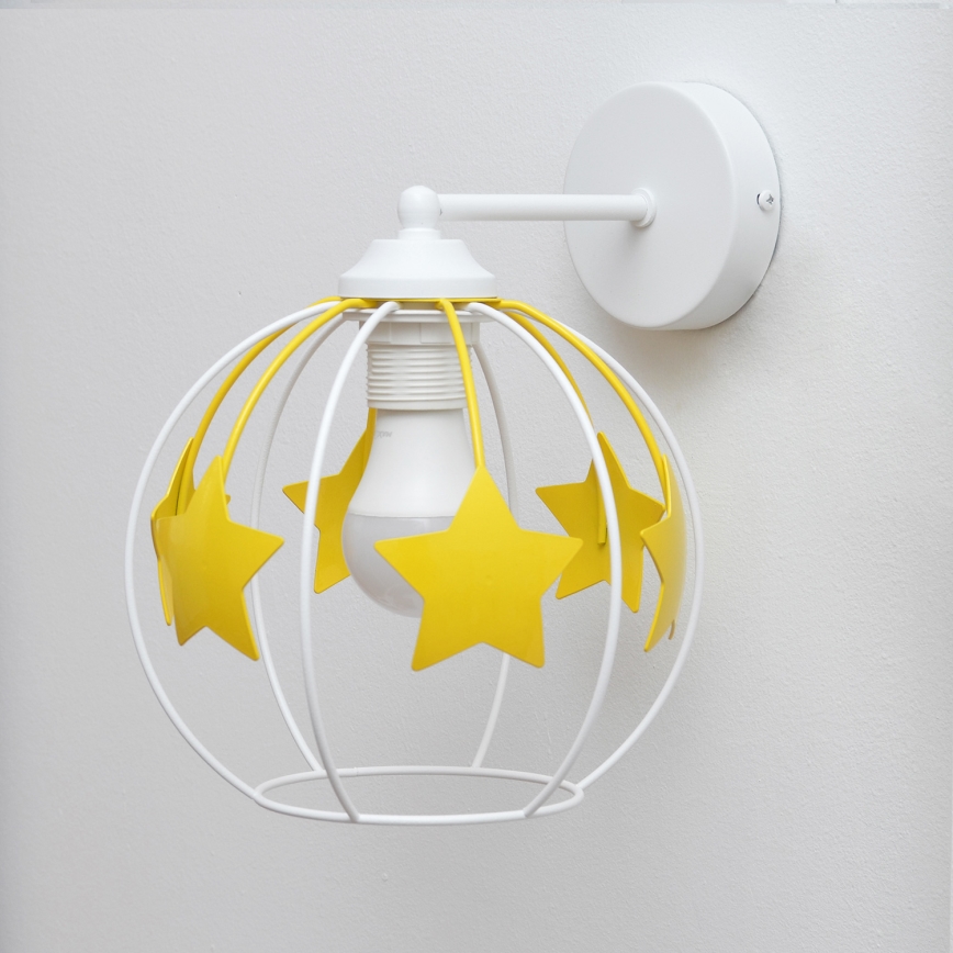 Bērnu sienas lampa STARS 1xE27/15W/230V dzeltena/balta