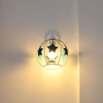 Bērnu sienas lampa STARS 1xE27/15W/230V tirkīza/balta